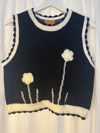 Image 1 of Vest Embroidery Knitted Crochet Flower 