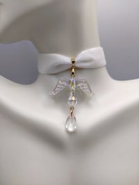 Image 2 of White & Gold Angelic Glass Teardrop Choker