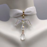 Image 1 of White & Gold Angelic Glass Teardrop Choker