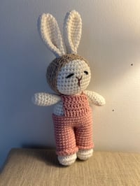 Image 2 of Small Amigurumis Rabbit with Pink Overall