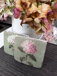 Image 1 of Pair of ceramic hydrangea coasters