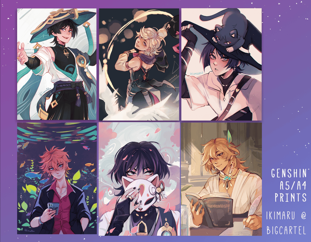 Image of Genshin A5 and A4 prints