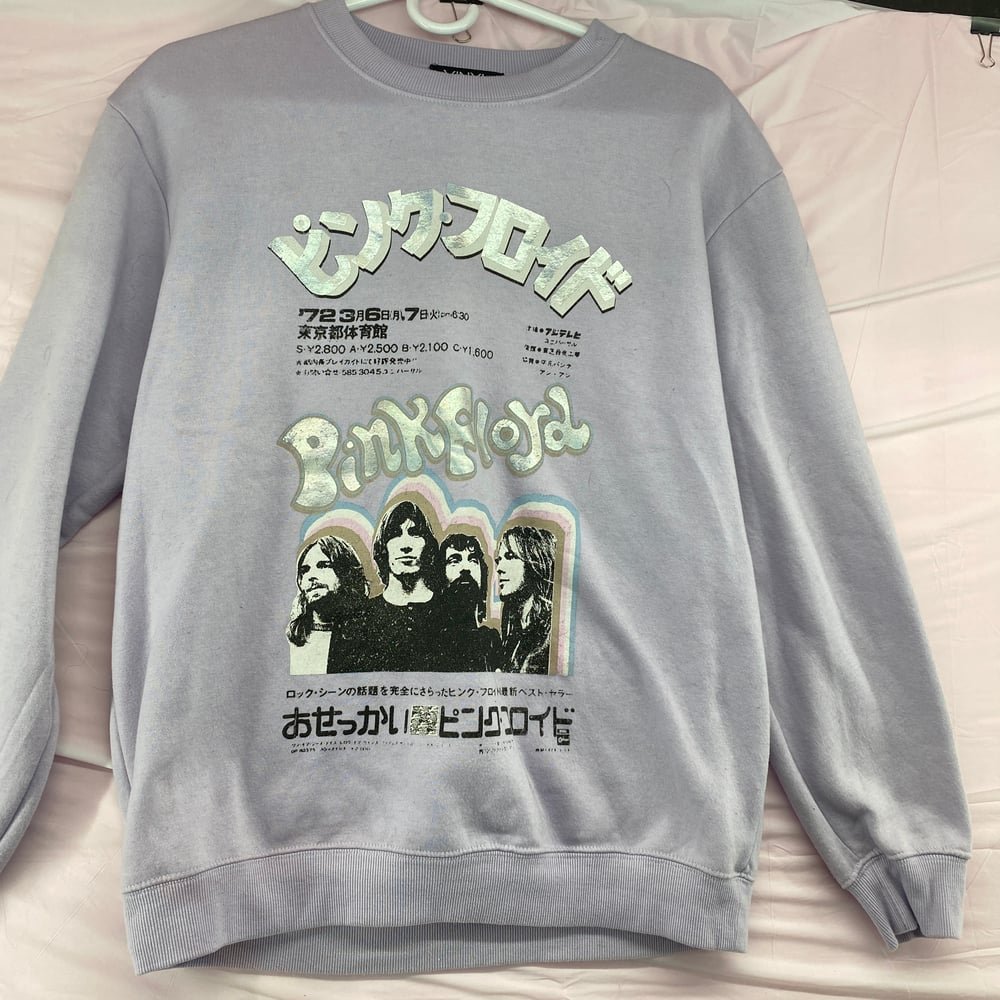 Image of Pink Floyd Iridescent Faded Crew Neck Sweatshirt Adult Medium Japanese