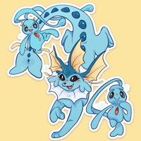 Vaporeon & Phione Vinyl Sticker