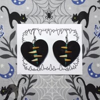 Image 1 of Hungry Heart Earrings - Black & Green