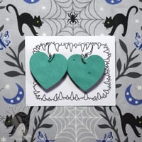 Image 2 of Hungry Heart Earrings - Black & Green