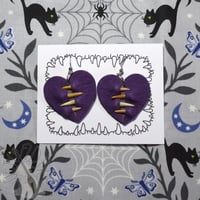 Image 1 of Hungry Heart Earrings - Purple & Lilac