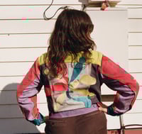 Image 3 of red color block denim