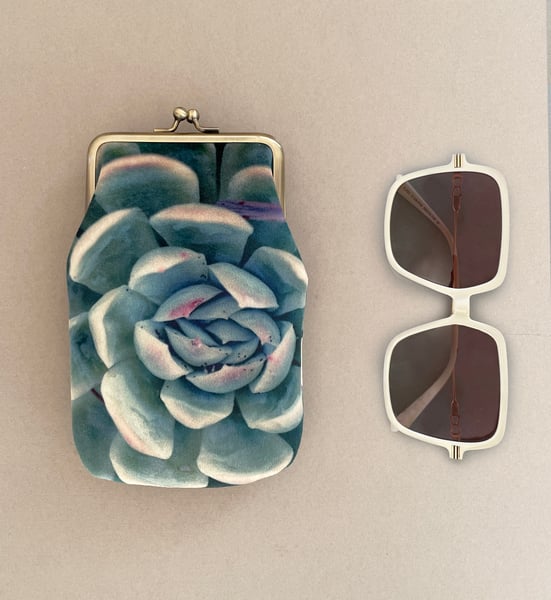 Image of Succulent, printed velvet glasses case with kisslock frame