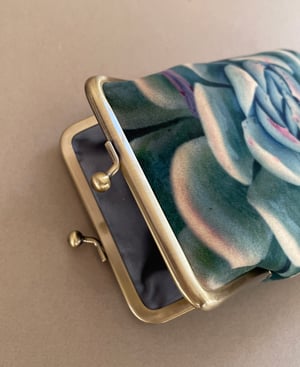 Image of Succulent, printed velvet glasses case with kisslock frame