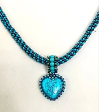 Image 2 of Bezeled Heart Pendant w/Spiral Rope Chain