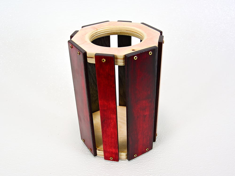 Image of Wooden Multi-use Vase, Decorative Wood Candle Holder, Deep Red Dymalux Wood Kitchen Utensil Holder
