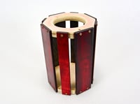 Image 1 of Wooden Multi-use Vase, Decorative Wood Candle Holder, Deep Red Dymalux Wood Kitchen Utensil Holder