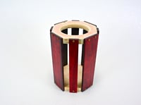 Image 4 of Wooden Multi-use Vase, Decorative Wood Candle Holder, Deep Red Dymalux Wood Kitchen Utensil Holder