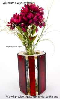 Image 7 of Wooden Multi-use Vase, Decorative Wood Candle Holder, Deep Red Dymalux Wood Kitchen Utensil Holder