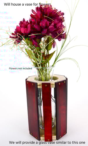 Image of Wooden Multi-use Vase, Decorative Wood Candle Holder, Deep Red Dymalux Wood Kitchen Utensil Holder