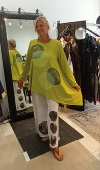 Image 3 of lime green handpainted tunic