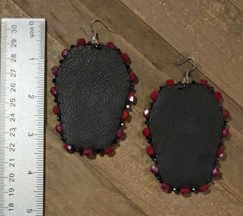 Image of Deadly Coffin Beaded Bling Earrings