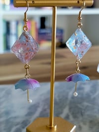 Image 5 of Aurora - pink and blue dice earrings 