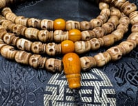 Image 1 of Yak Bone Skull Carved Citipati Mala • Guru Bead & Spacer Beads • Lrg • Exceptional Quality