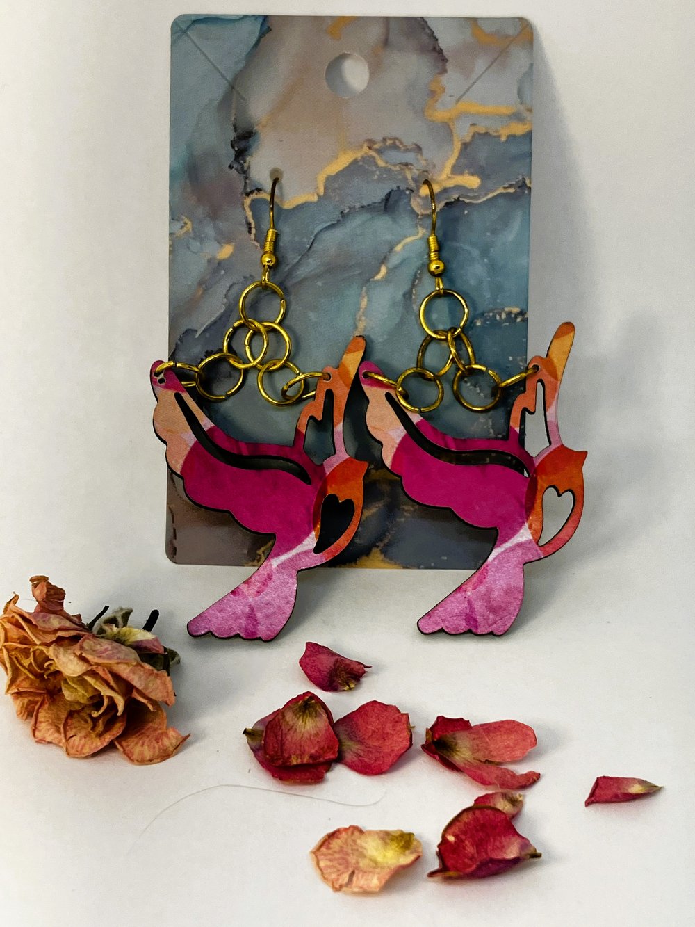 Image of Pink Lovebirds Earrings