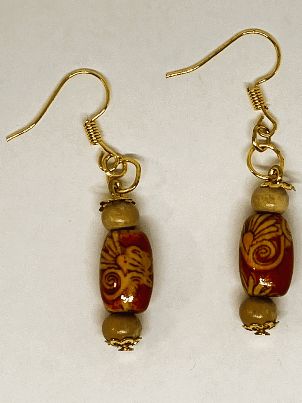 Image of Red Pattern Bead Earrings