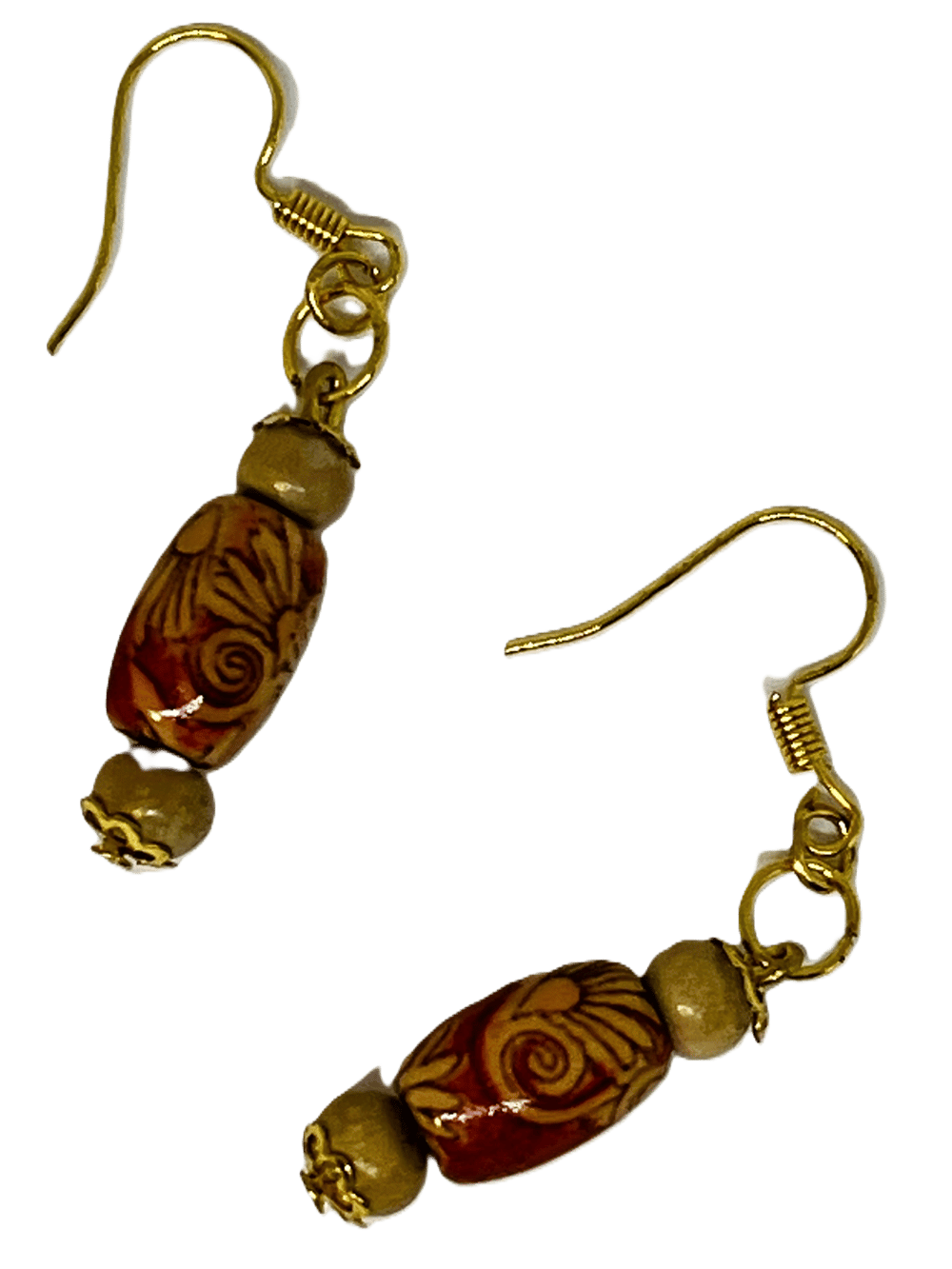 Image of Red Pattern Bead Earrings