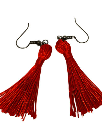 Image of Red Tassel Earrings