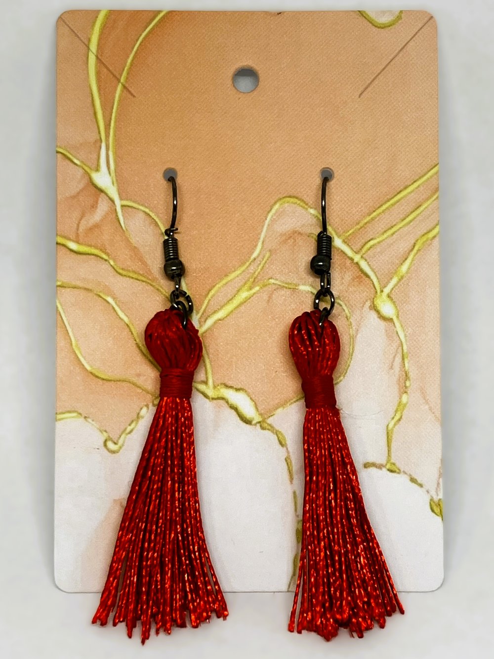 Image of Red Tassel Earrings