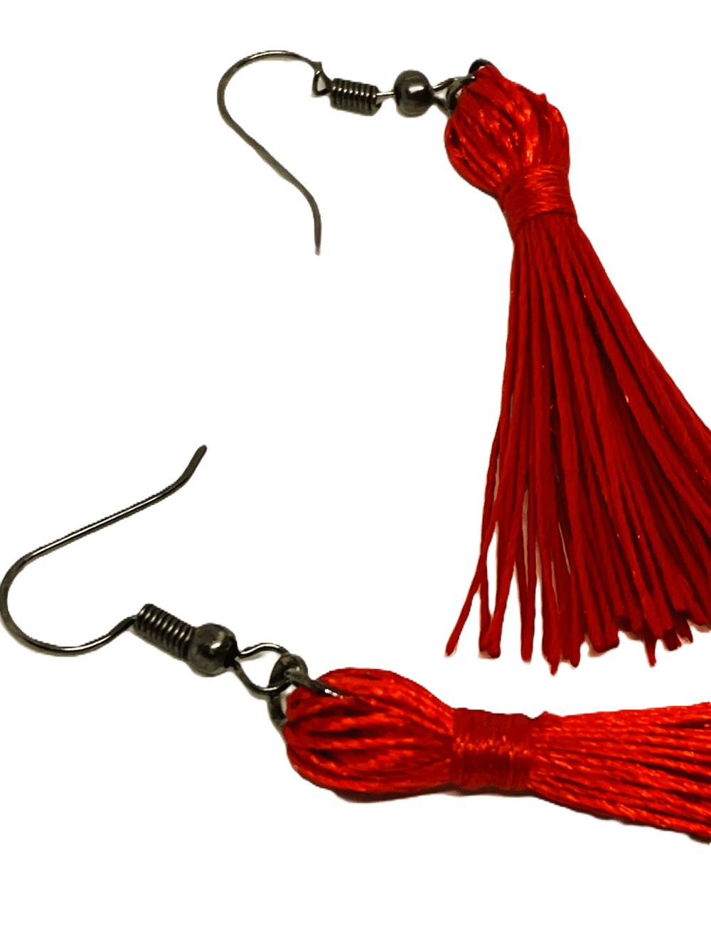 Image of Red Tassel Earrings