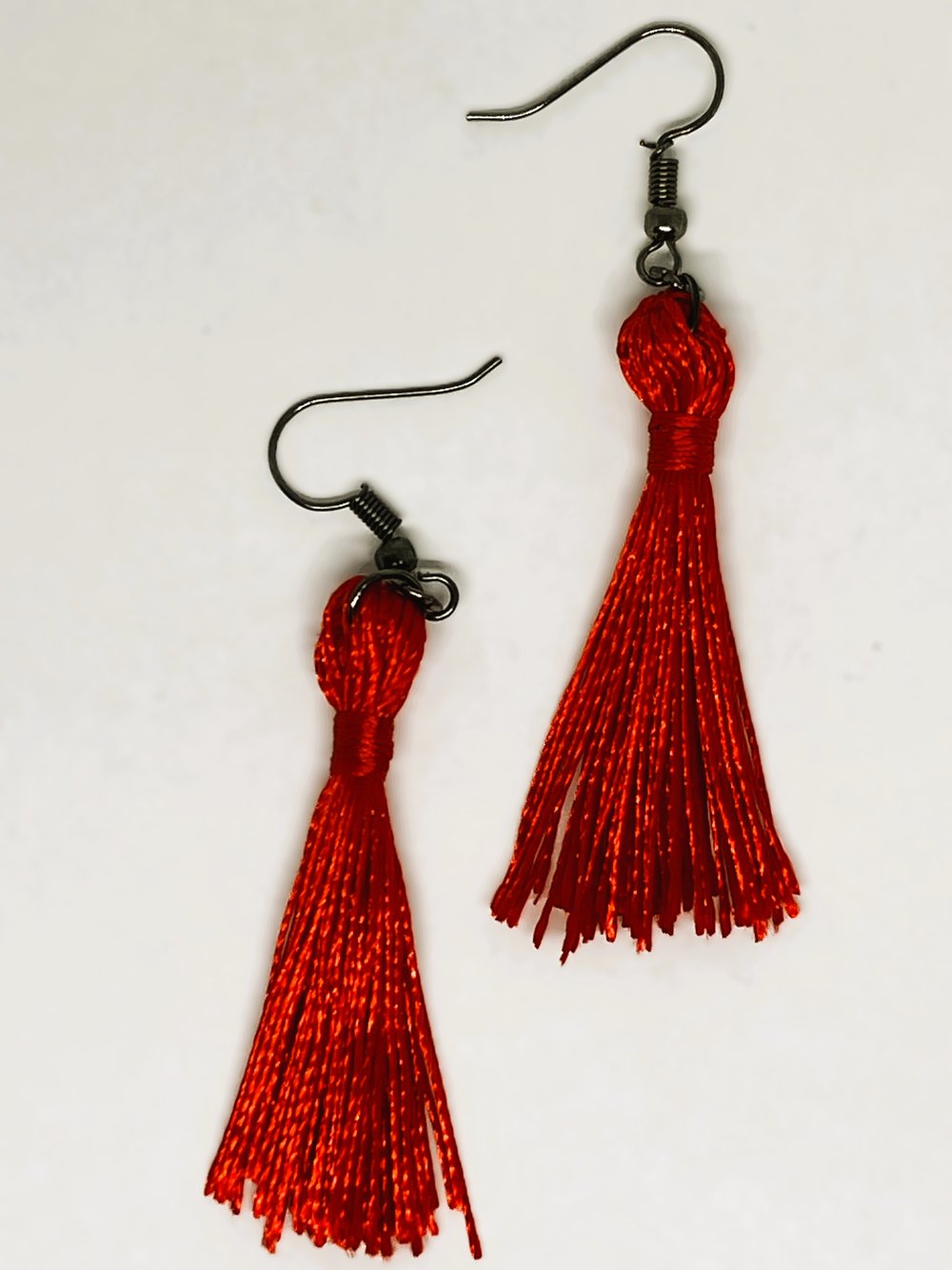 Image of Red Tassel Earrings