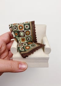 Image 2 of Fall Granny Circles Dollhouse Blanket in 1:12 scale