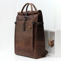 Image 4 of Roll Top Backpack in vintage brown