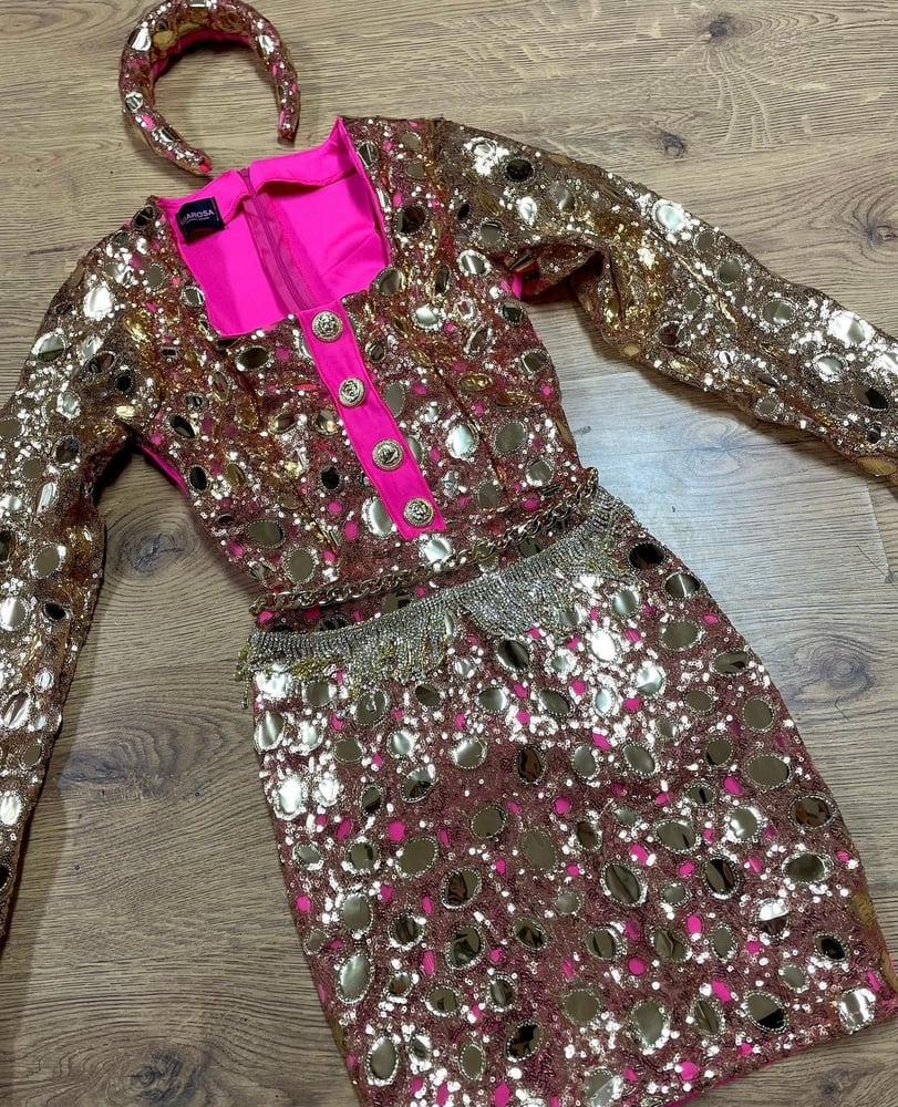 Image of Gold pink dress 