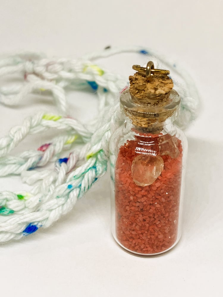 Image of Cork Bottle Necklace - White Crochet Chord