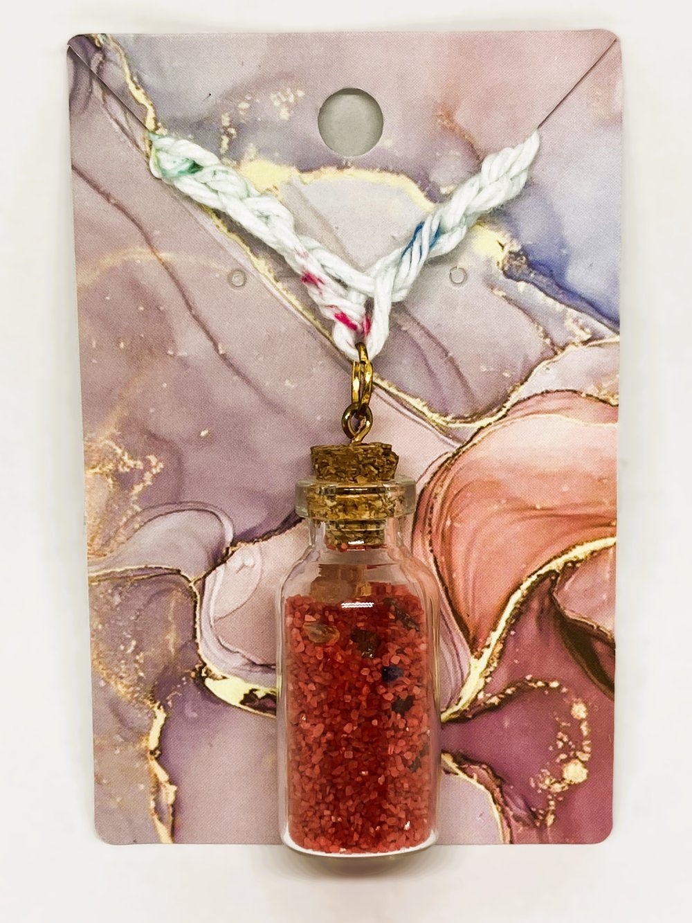 Image of Cork Bottle Necklace - White Crochet Chord