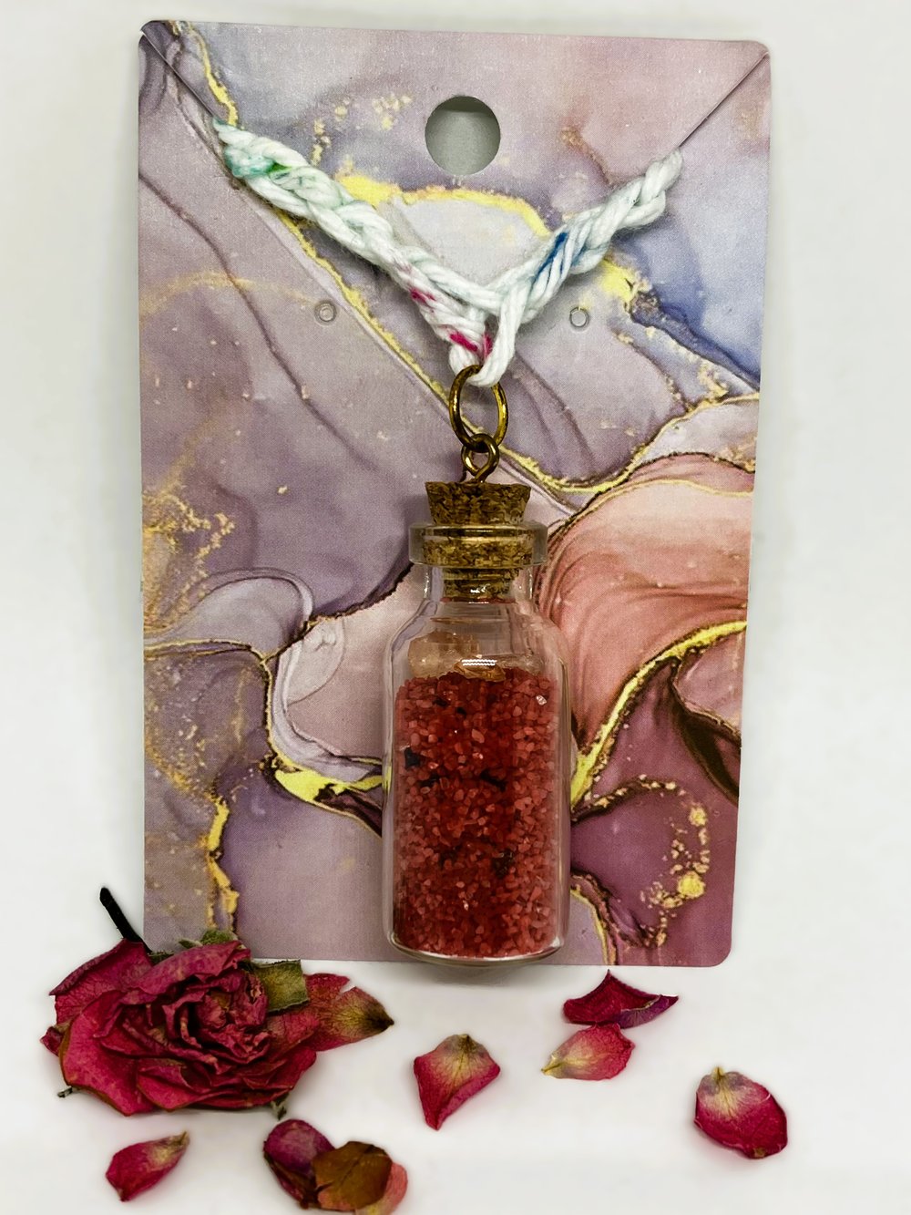 Image of Cork Bottle Necklace - White Crochet Chord