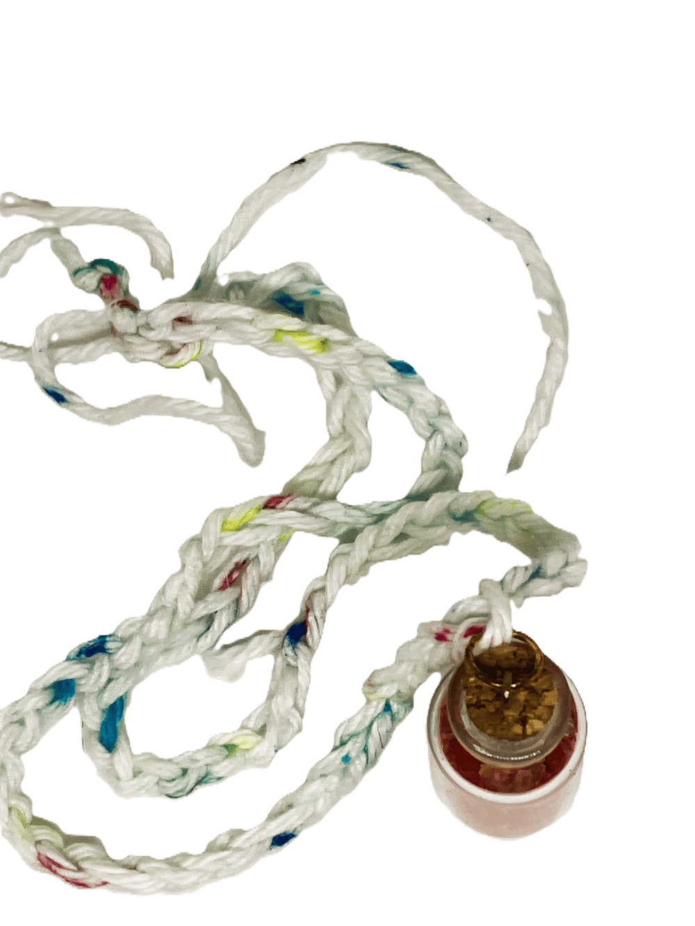 Image of Cork Bottle Necklace - White Crochet Chord