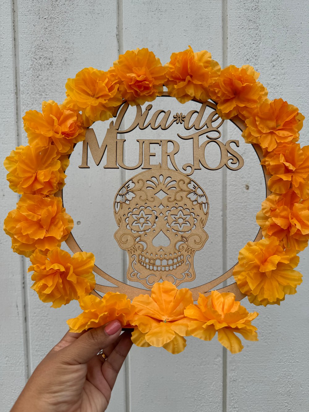 Dia De Los Muertos Flower Wreath Wood