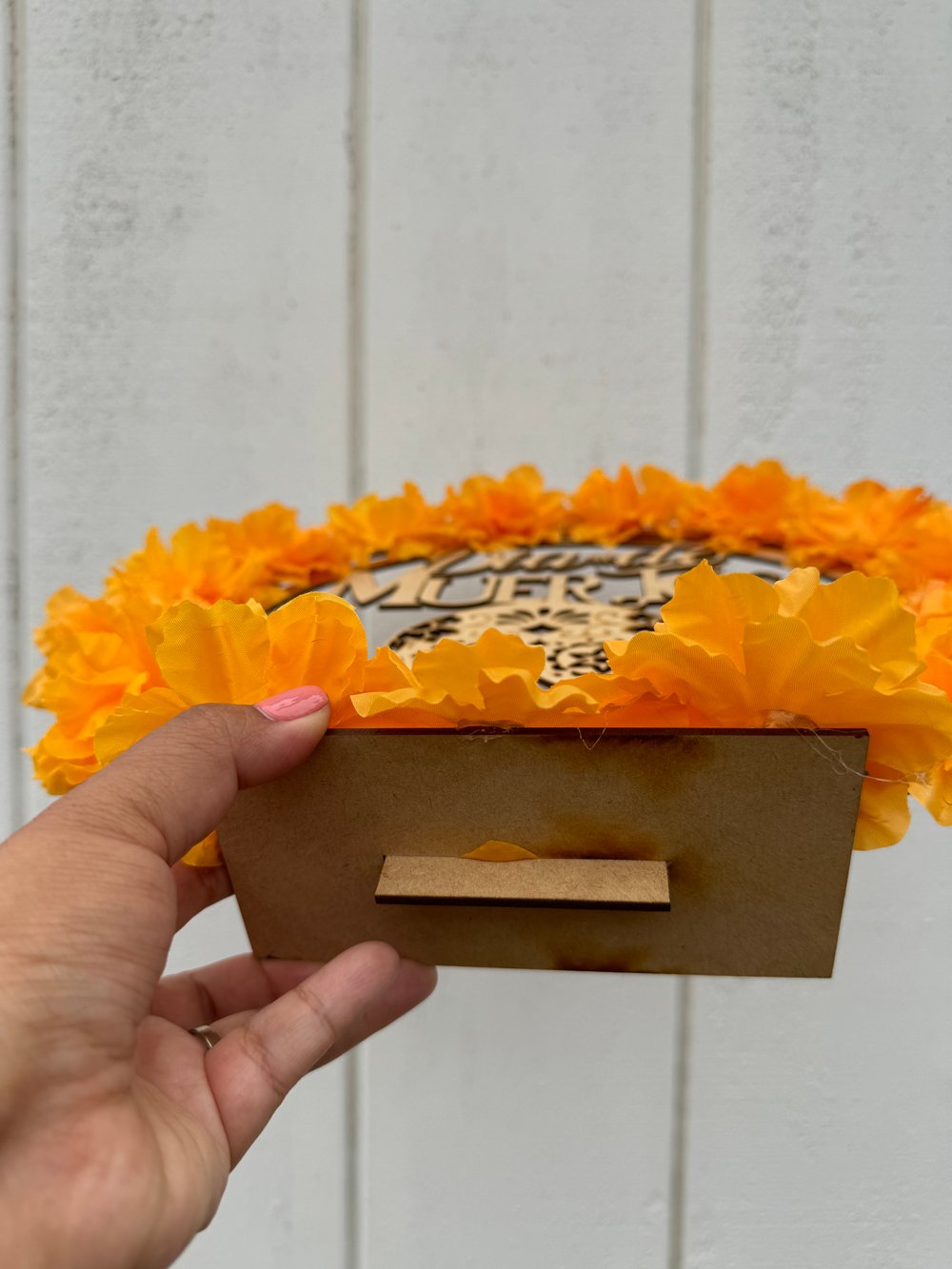 Dia De Los Muertos Flower Wreath Wood