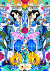 A3 Art Print The Enchanted Garden Red or Blue