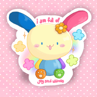 Image 1 of rainbow bunny joy and whimsy vinyl sticker