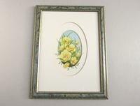 Image 1 of Vintage Small Watercolour Painting, Yellow Flowers, Signed, Framed Size 14 x 10 5/8 ins