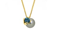 Image 1 of Blue zircon and tahitian pearl pendant in 18ct yellow gold