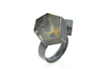 Image 2 of Natual star rutile quartz ring in oxidised silver