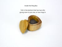 Image 3 of Heartshape Wooden Ring Box for Proposal or Wedding, Ash wood Ring Box