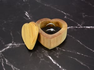 Image of Heartshape Wooden Ring Box for Proposal or Wedding, Ash wood Ring Box