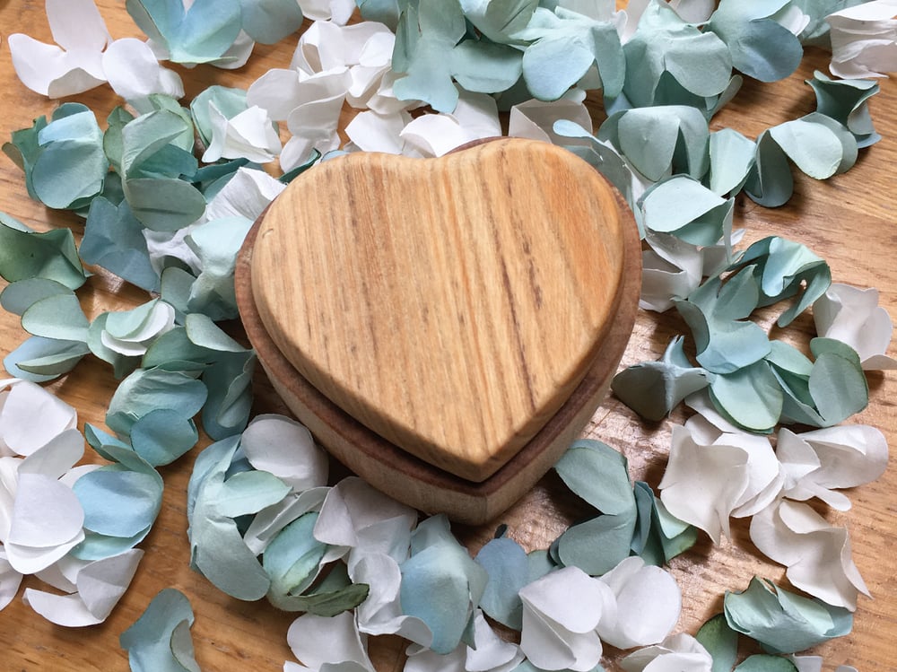 Image of Heartshape Wooden Ring Box for Proposal or Wedding, Ash wood Ring Box