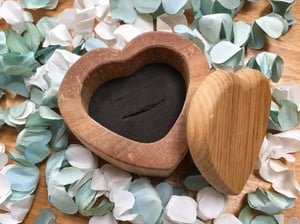 Image of Heartshape Wooden Ring Box for Proposal or Wedding, Ash wood Ring Box