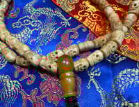 Image 1 of 54 Bead - Yak Bone Skull Carved Citipati Mala - Yak Bone Guru Bead - Half Mala